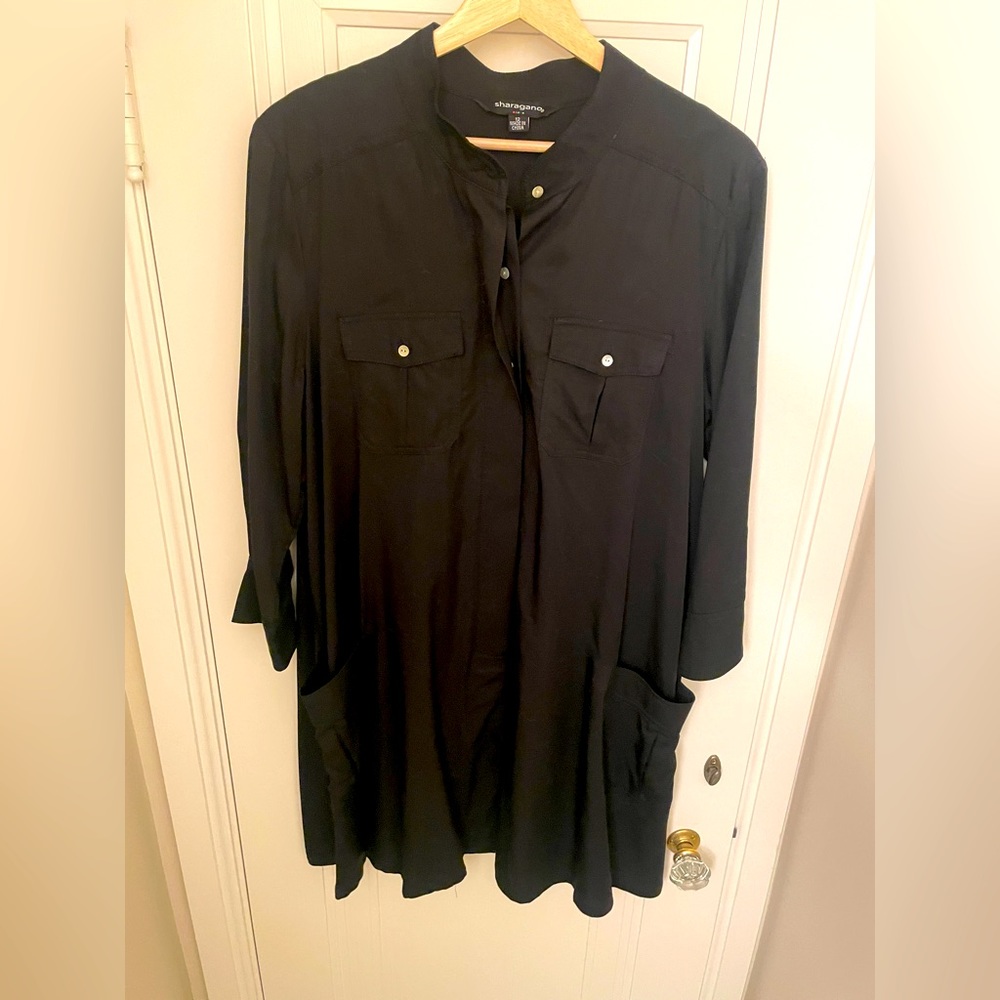Collarless Button Down Dress